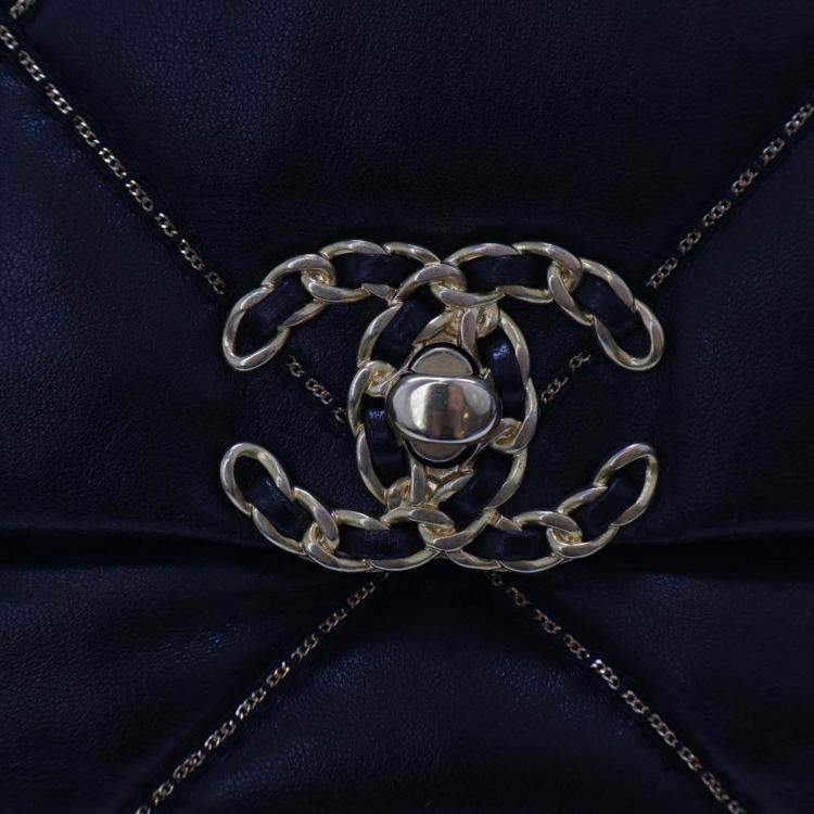 Pre Owned Chanel Black Medium Lambskin 19 Flap