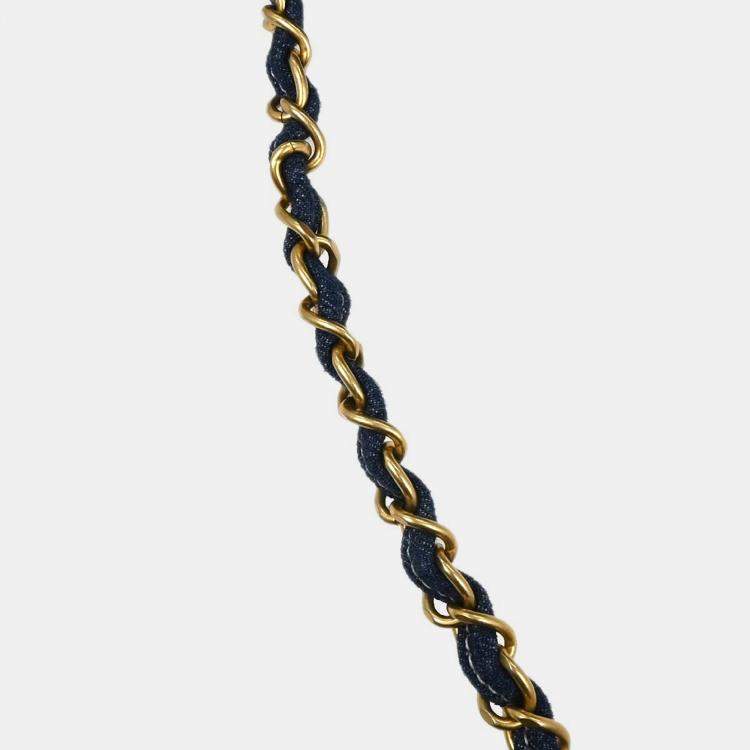 Pre Owned Chanel Blue Denim Vanity 2way Handbag