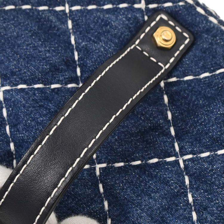 Pre Owned Chanel Blue Denim Vanity 2way Handbag