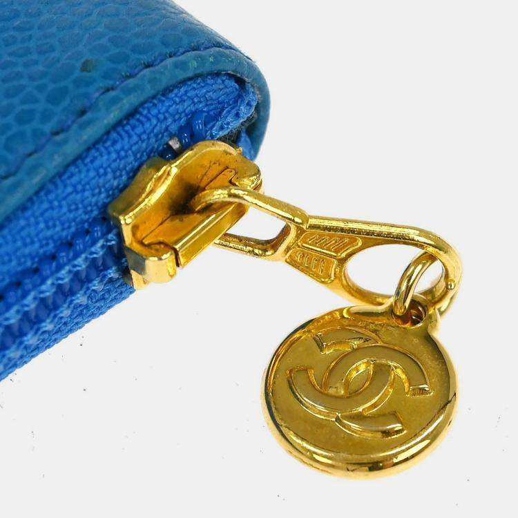 Pre Owned Chanel Blue Calfskin Wallet