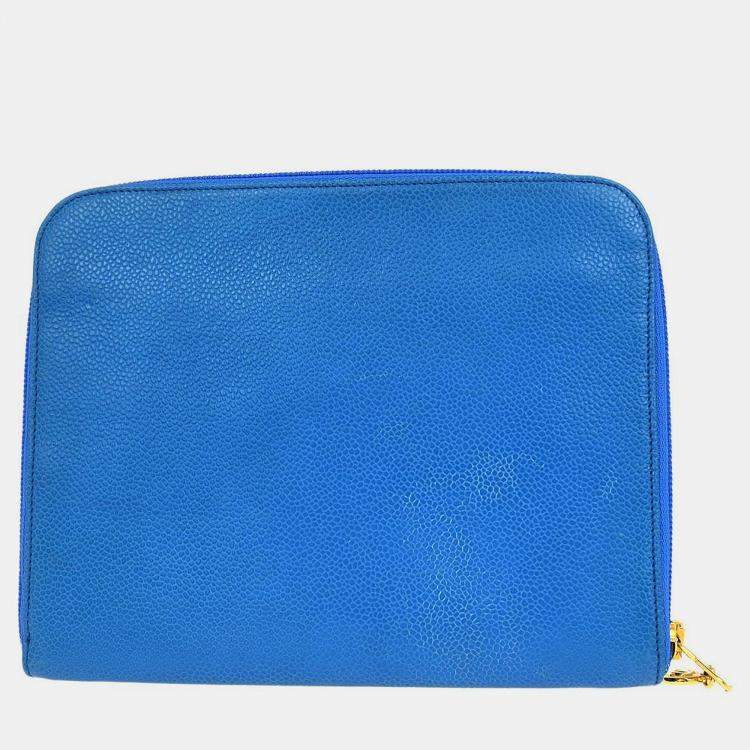 Pre Owned Chanel Blue Calfskin Wallet