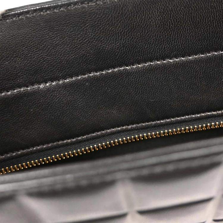 Pre Owned Chanel Black Lambskin Choco Bar Tote Shoulder Bag