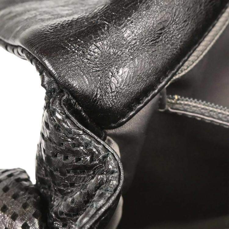 Pre Owned Chanel Black Perforated Lambskin Handbag