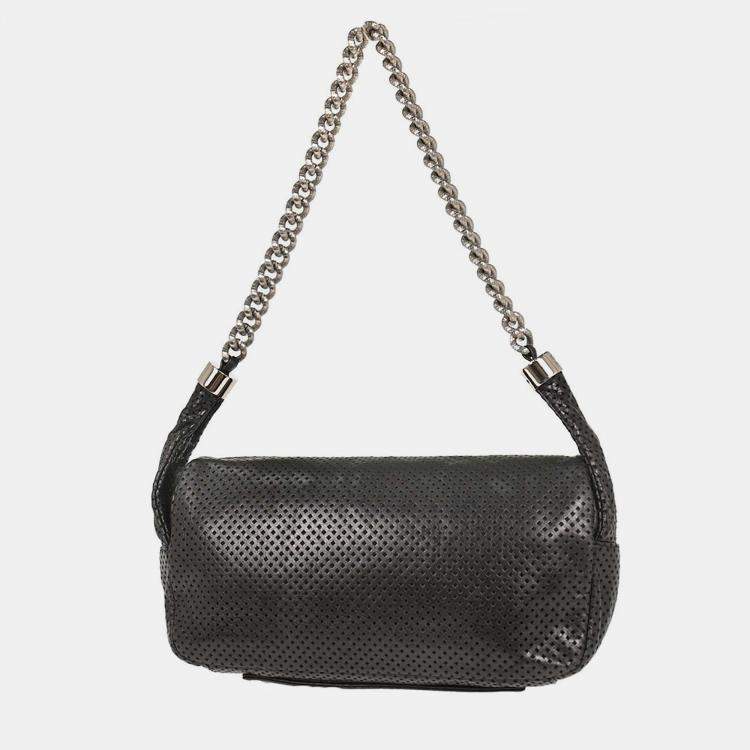 Pre Owned Chanel Black Perforated Lambskin Handbag