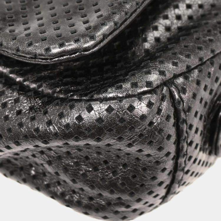 Pre Owned Chanel Black Perforated Lambskin Handbag