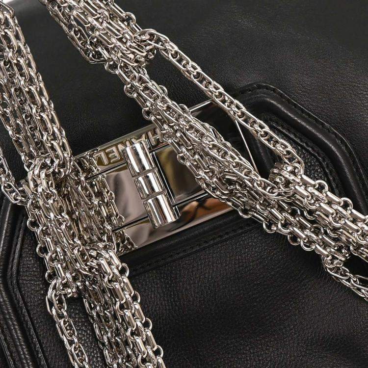 Pre Owned Chanel Black Lambskin Mademoiselle Lock Handbag