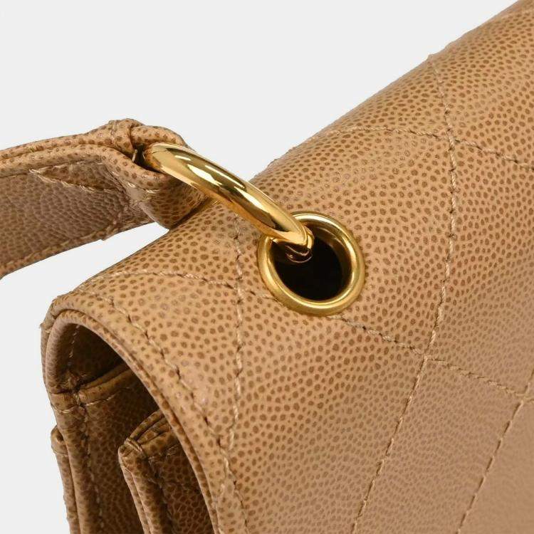 Pre Owned Chanel Beige Calfskin Handbag