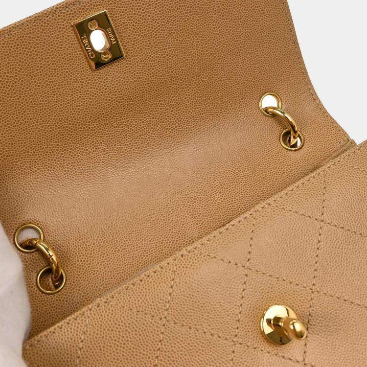 Pre Owned Chanel Beige Calfskin Handbag