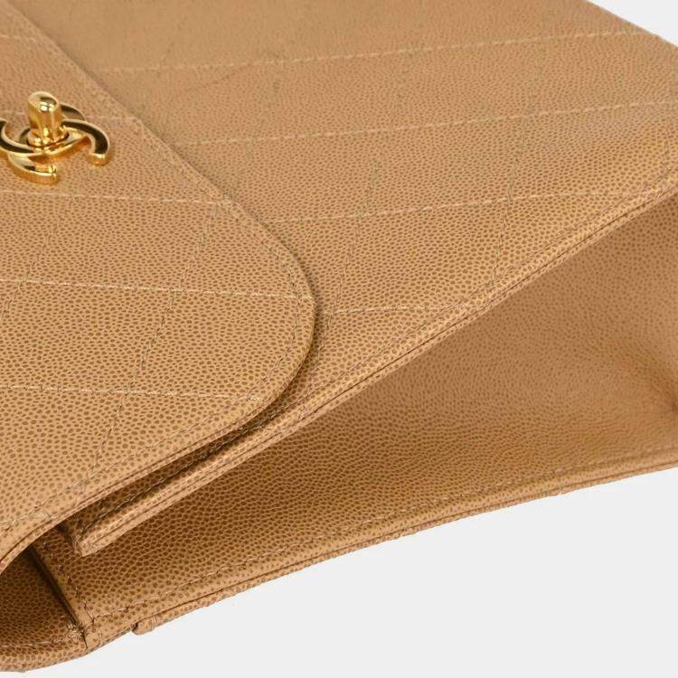 Pre Owned Chanel Beige Calfskin Handbag