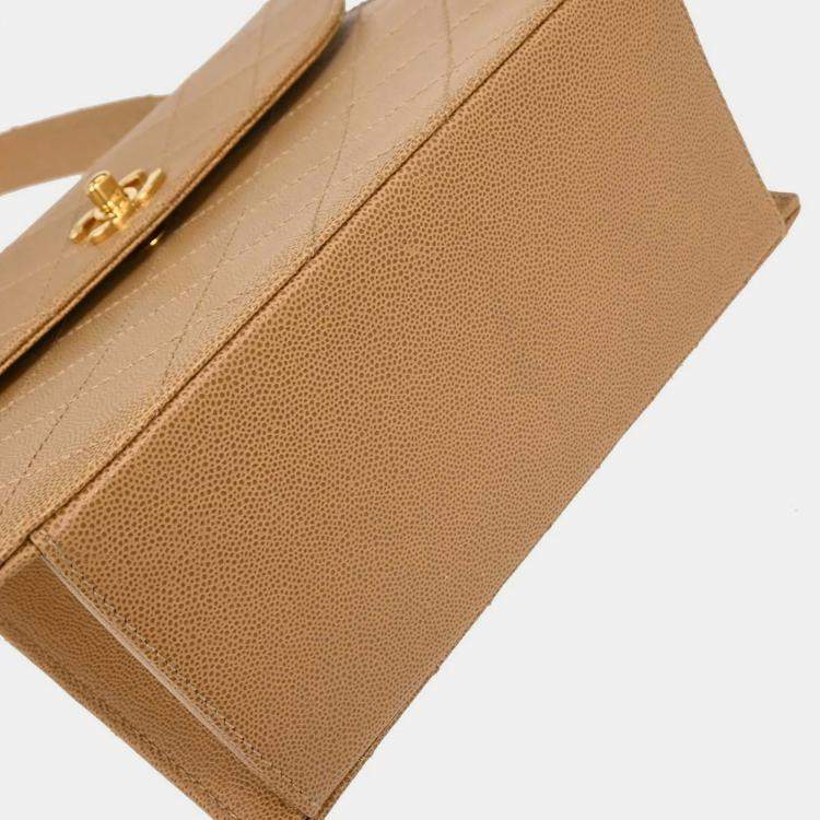 Pre Owned Chanel Beige Calfskin Handbag