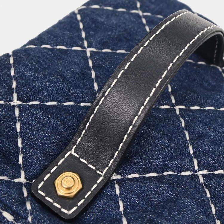 Pre Owned Chanel Blue Denim Vanity 2way Handbag