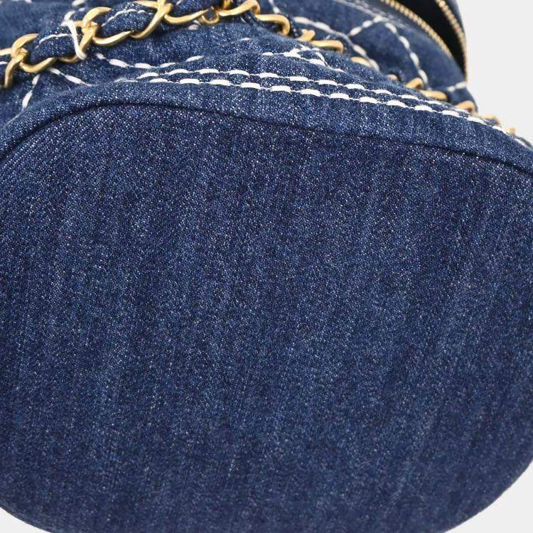 Pre Owned Chanel Blue Denim Vanity 2way Handbag