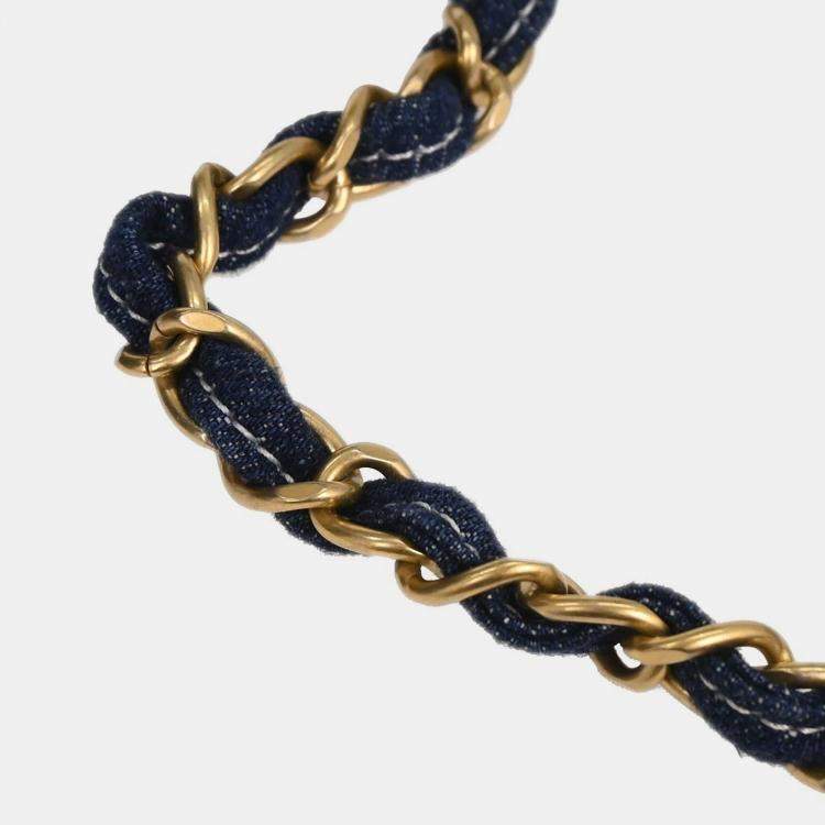 Pre Owned Chanel Blue Denim Vanity 2way Handbag