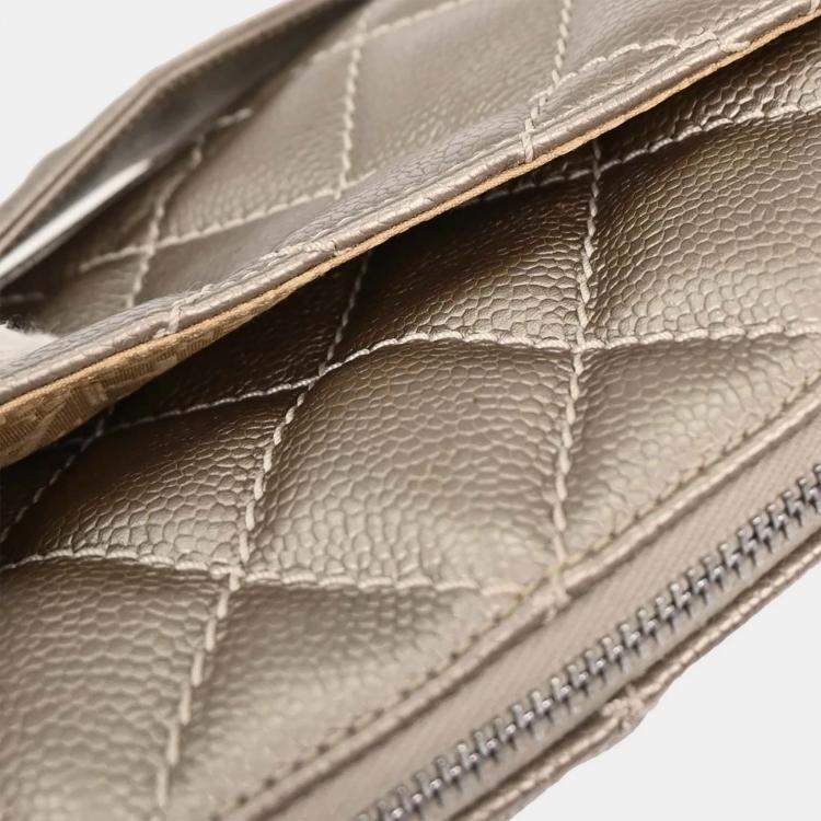 Pre Owned Chanel Silver Calfskin Fringe Handbag