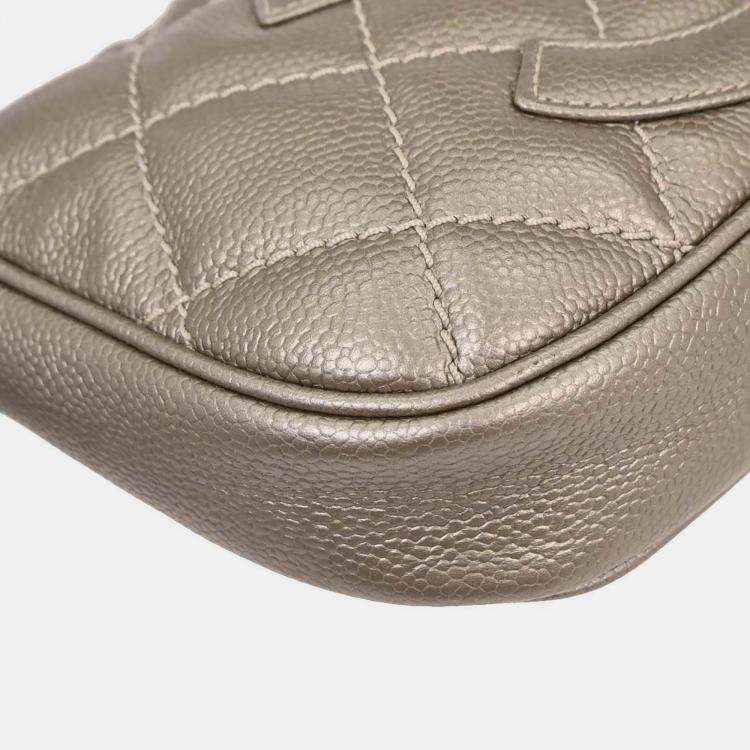 Pre Owned Chanel Silver Calfskin Fringe Handbag