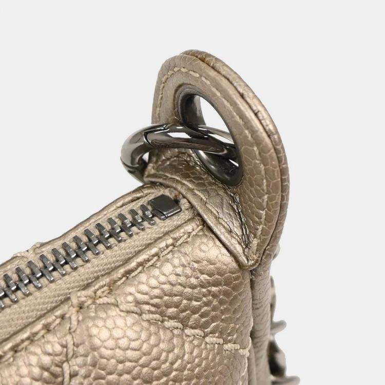 Pre Owned Chanel Silver Calfskin Fringe Handbag