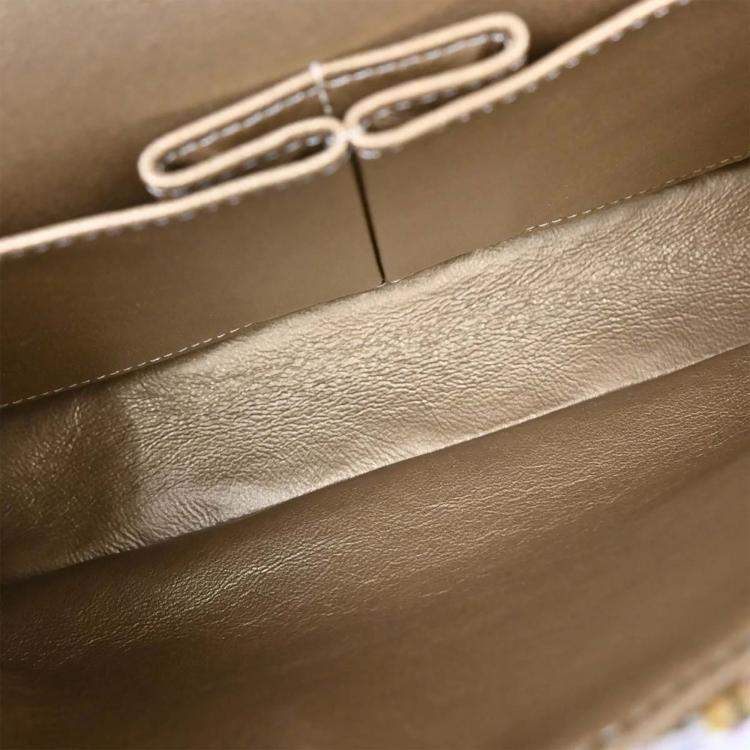 Pre Owned Chanel Light Pink Tweed 2.55 Medium Classic Double Flap Shoulder Bag