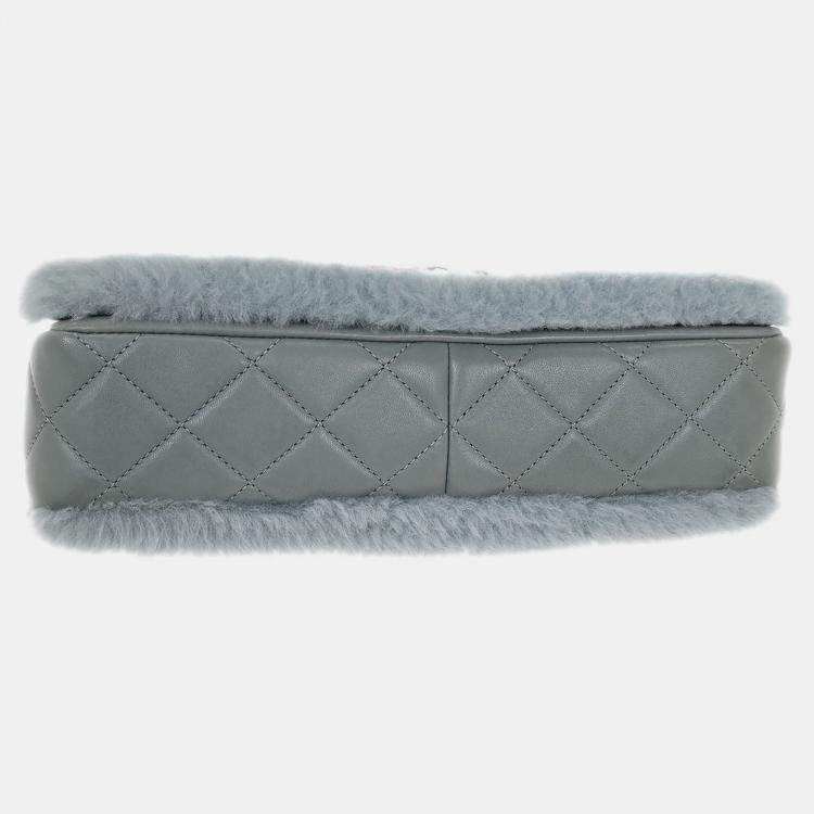 مملوكة مسبقًا Chanel Light Blue Wool No.5 Turnlock Full Flap Shoulder Bag