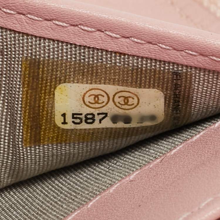 Pre Owned Chanel CC Timeless Light Pink Leather Zip Around Wallet