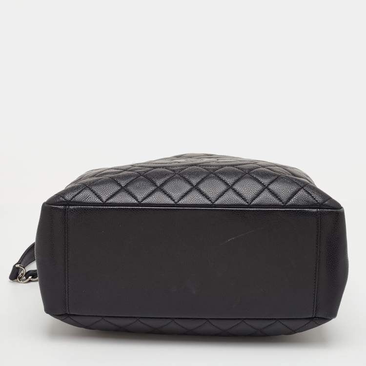 Pre Owned Chanel Black Quilted Caviar Leather GST Shopper Tote