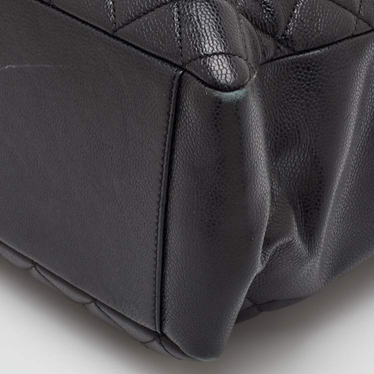 Pre Owned Chanel Black Quilted Caviar Leather GST Shopper Tote