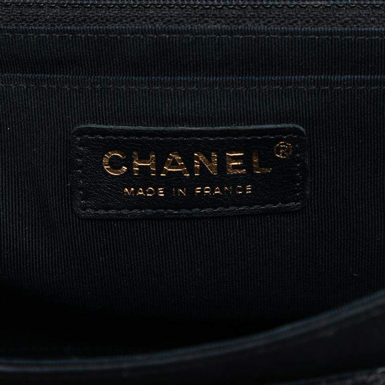 Pre Owned Chanel Black Red Limited Edition Medium Classic Quilted Nylon Floral Single Flap