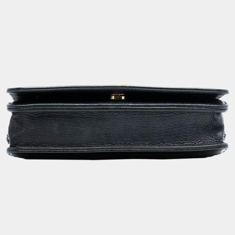 مملوكة مسبقًا Chanel Black CC Quilted Patent Aged Calfskin Gabrielle Wallet On Chain