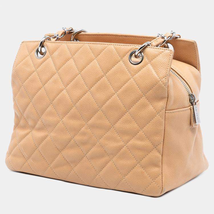 Pre Owned Chanel Brown Petite Caviar Timeless Tote