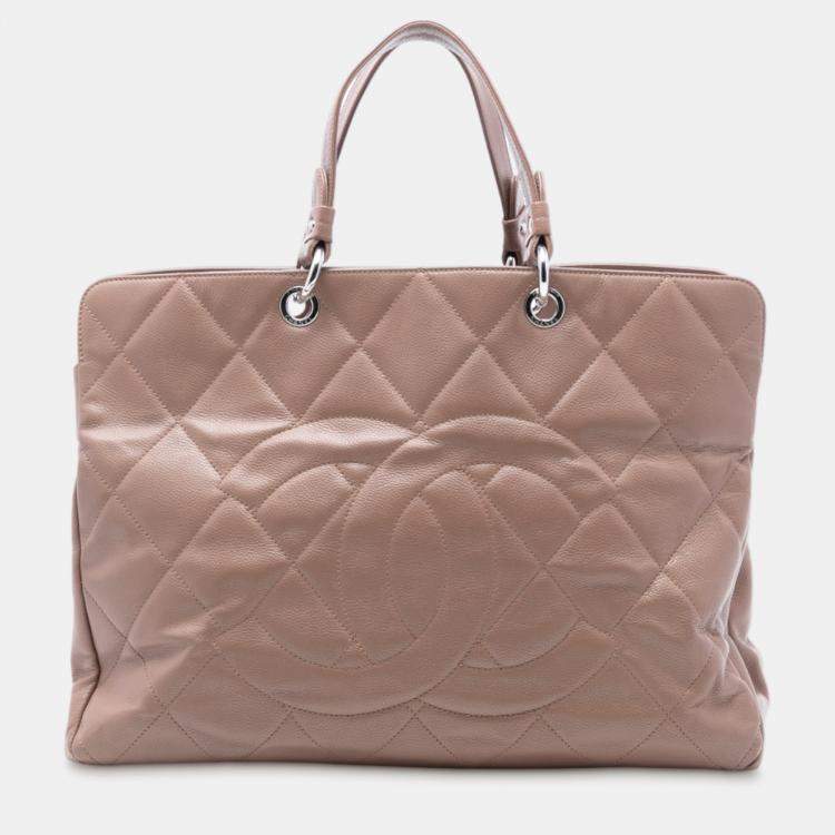 Pre Owned Chanel Brown CC Quilted Caviar Timeless Tote