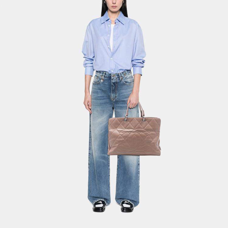 Pre Owned Chanel Brown CC Quilted Caviar Timeless Tote