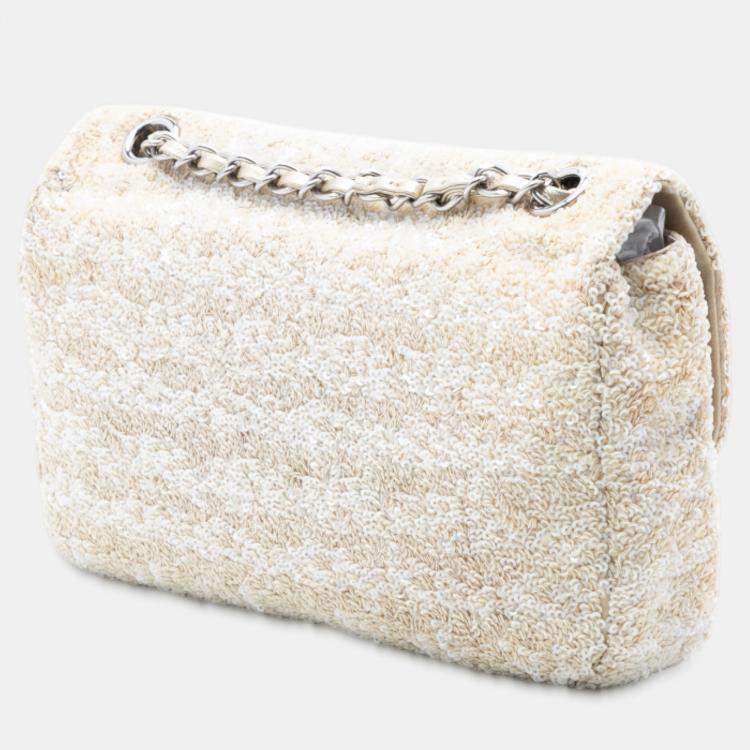 Pre Owned Chanel Brown Medium CC Sequins Single Flap