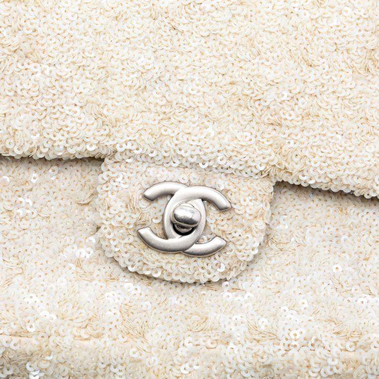 Pre Owned Chanel Brown Medium CC Sequins Single Flap