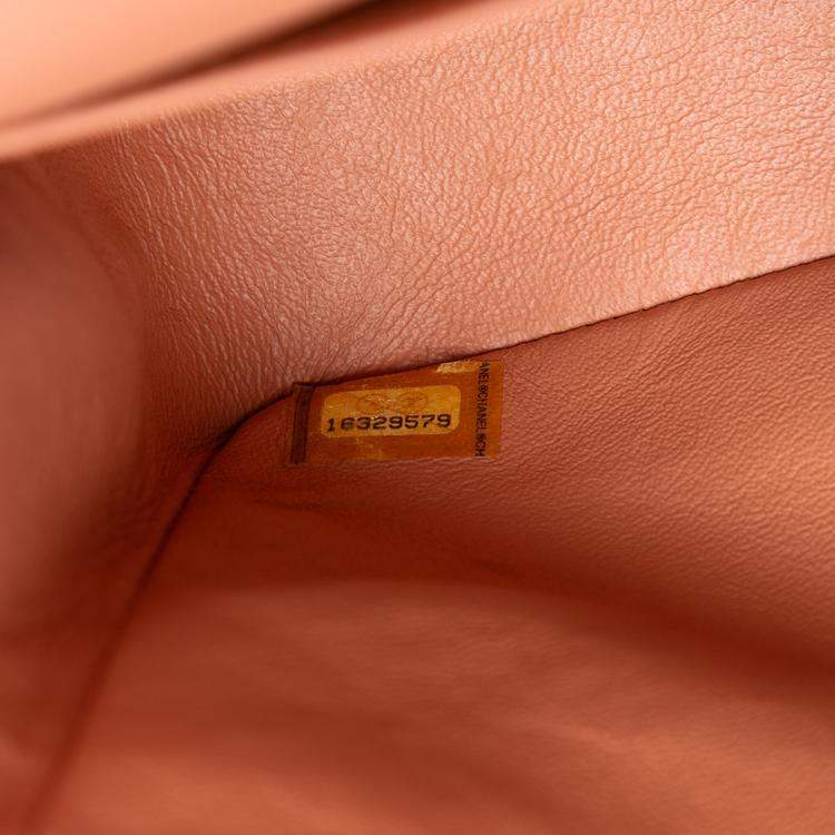 Pre Owned Chanel Orange Medium Classic Caviar Double Flap