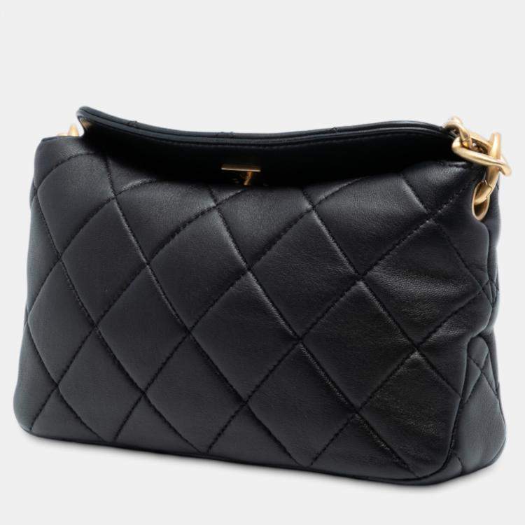 Pre Owned Chanel Black CC Quilted Lambskin Chain Shoulder Bag