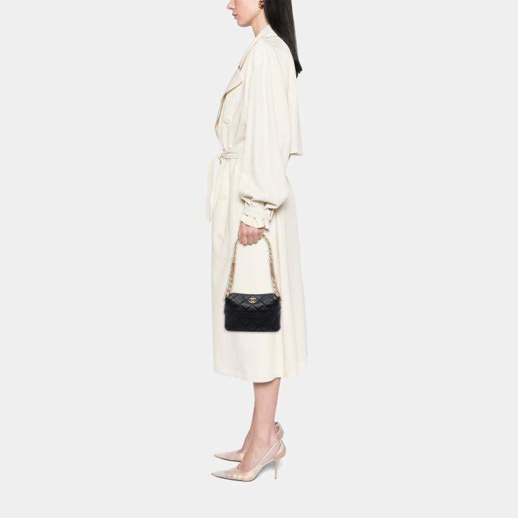 Pre Owned Chanel Black CC Quilted Lambskin Chain Shoulder Bag