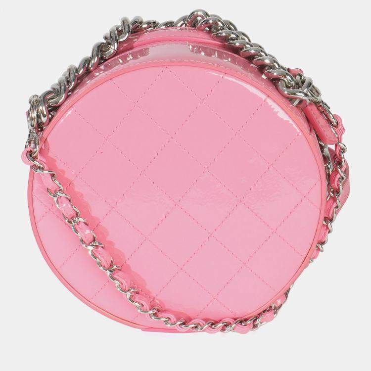 Pre Owned Chanel Pink Glazed Calfskin CC Round As Earth Bag