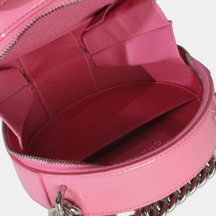 Pre Owned Chanel Pink Glazed Calfskin CC Round As Earth Bag