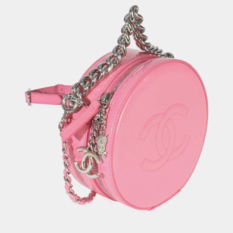 Pre Owned Chanel Pink Glazed Calfskin CC Round As Earth Bag