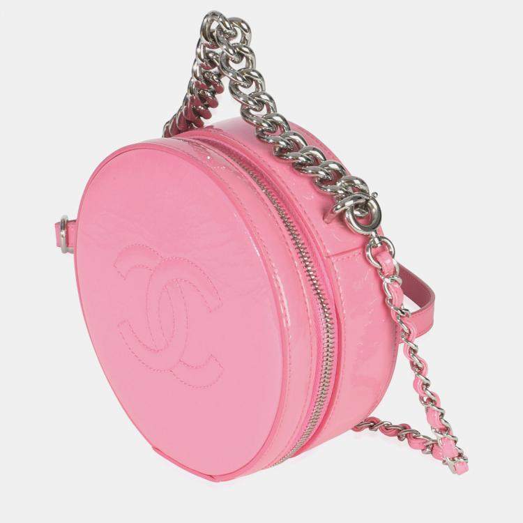 Pre Owned Chanel Pink Glazed Calfskin CC Round As Earth Bag