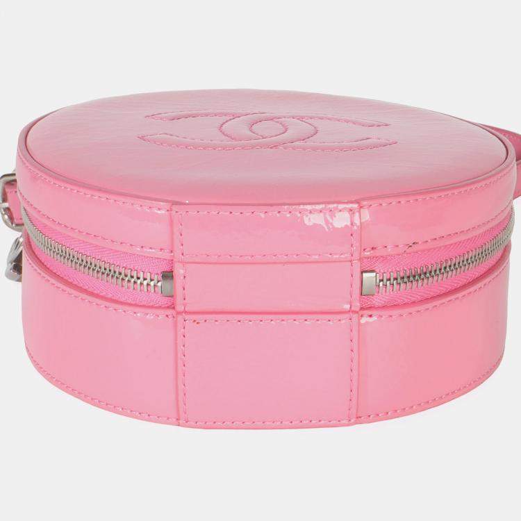 Pre Owned Chanel Pink Glazed Calfskin CC Round As Earth Bag