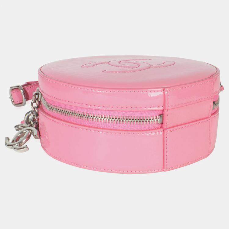 Pre Owned Chanel Pink Glazed Calfskin CC Round As Earth Bag