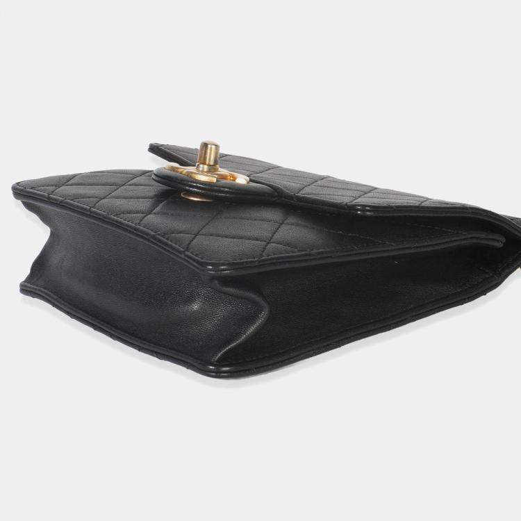 مملوكة مسبقًا Chanel Black Quilted Goatskin Vertical Chic Pearls Flap Bag