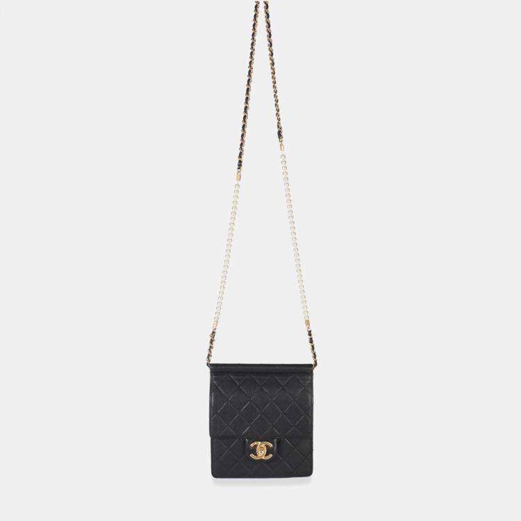 مملوكة مسبقًا Chanel Black Quilted Goatskin Vertical Chic Pearls Flap Bag
