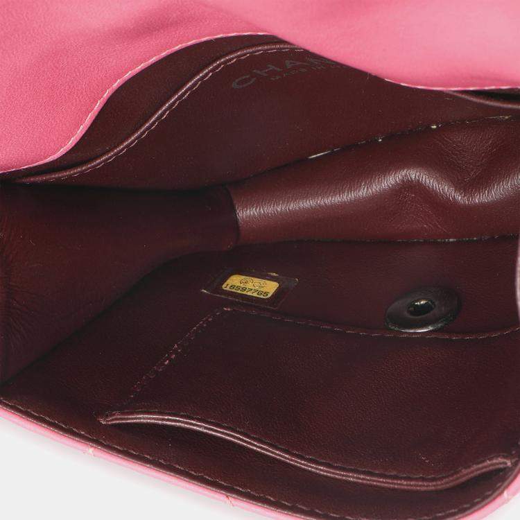 Pre Owned Chanel Pink Quilted Lambskin Mini Crossing Times Flap Bag