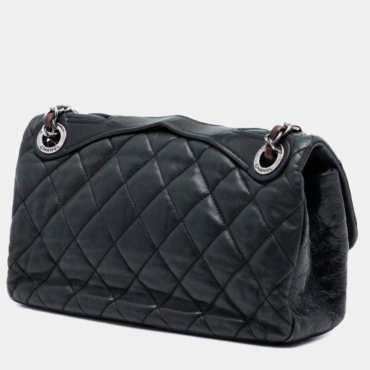 Pre Owned Chanel Black Medium Iridescent Calfskin In The Mix Flap