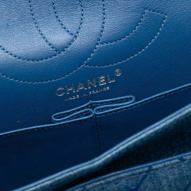 Pre Owned Chanel Blue Reissue 2.55 Quilted Denim Double Flap 226