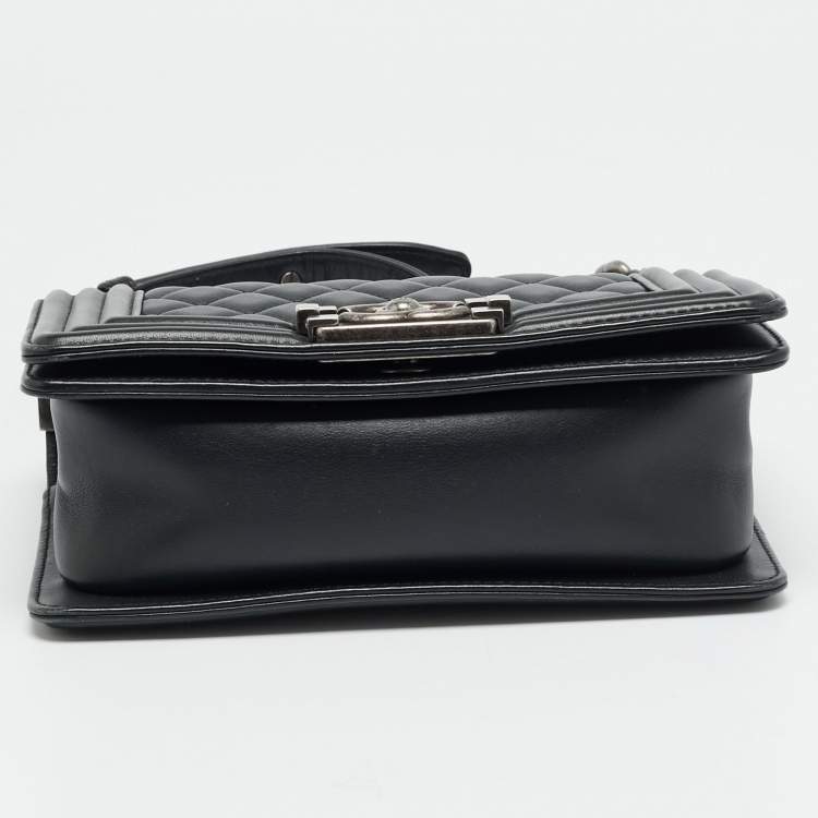 Pre Owned Chanel Boy Small Black Quilted Leather Flap Bag