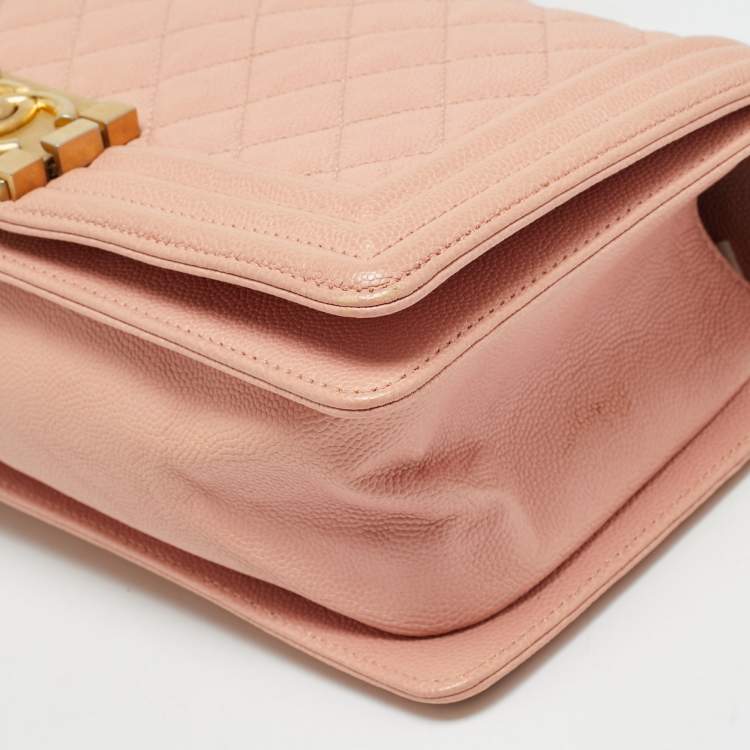 مملوكة مسبقًا Chanel Boy Medium Pink Quilted Caviar Leather Flap Bag