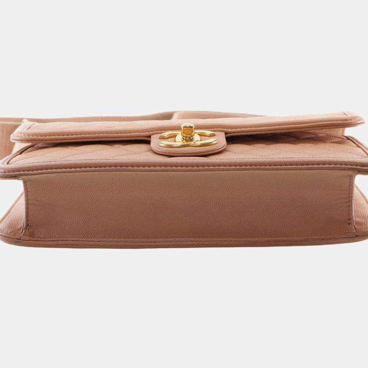 Pre Owned Chanel Brown Medium Quilted Caviar Sunset On The Sea Flap