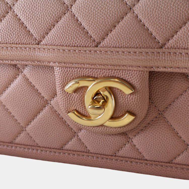 Pre Owned Chanel Brown Medium Quilted Caviar Sunset On The Sea Flap